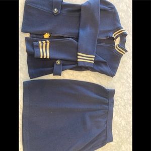 St. John Suit (Jacket - size 4. Skirt - size 6.) Navy, knit.